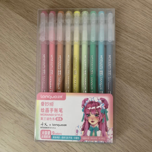 Set 9 lapices gel morandi languo 0.6 mm